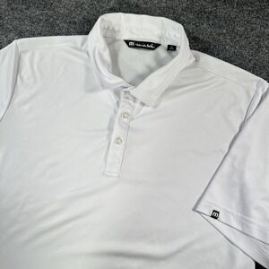 Travis Mathew Shirt Men's XL White Coto Performance Prestige Polo Golf Stretch